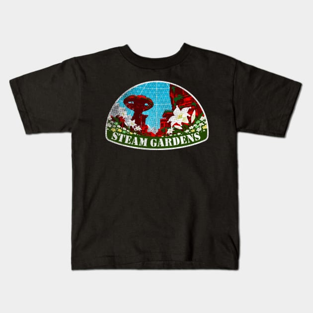 Steam Gardens Kids T-Shirt by duckandbear